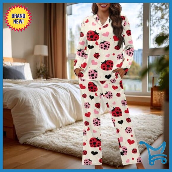 Soft 3-Piece Pajama Set with Bow Hair Band, Long Sleeve V-Neck Top & Pants - Picture 2 of 6